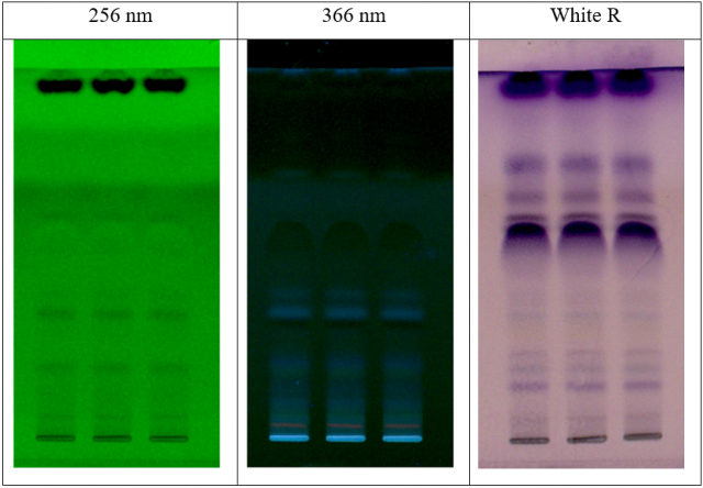 Image information of HPTLC of Jeevanthyadi ghrita at 254nm and 366 nm