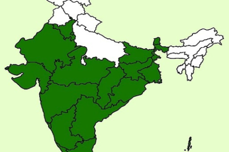 Geographical distributions of Wrightia tinctoria.[6]