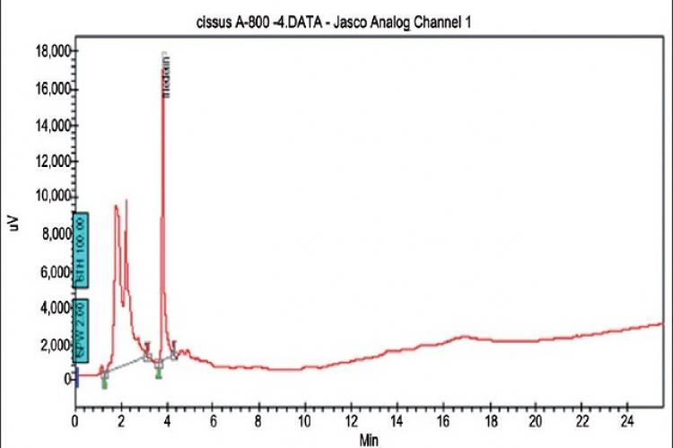 Figure 1: HPLC tracing of IND-HE (standardized to friedelin)